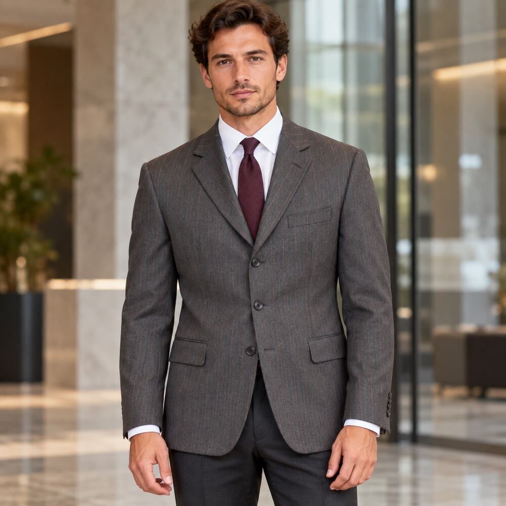 Arturo Calle Red Pinstripe Mens Blazer 42R Dark Academia Corpcore Italy Wool